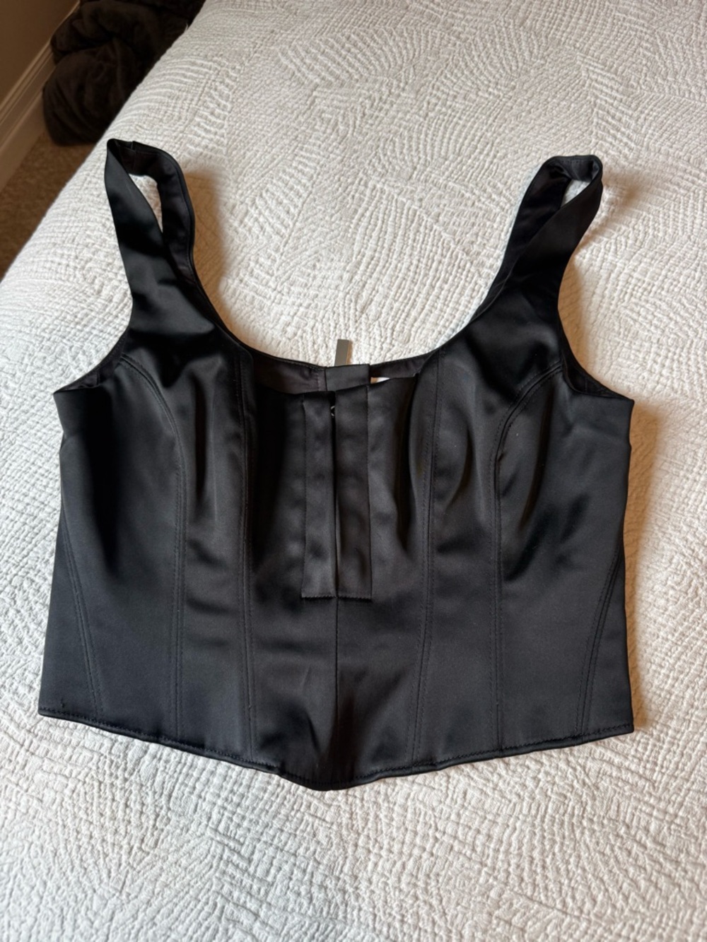 Babaton Black Satin Tank Top